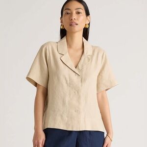NWOT Quince Short Sleeve Linen shirt XS Driftwood